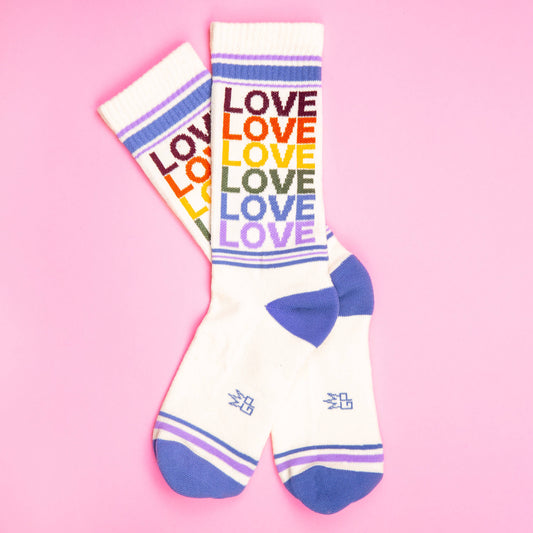 Love Love Love Vintage Rainbow Gym Crew Socks
