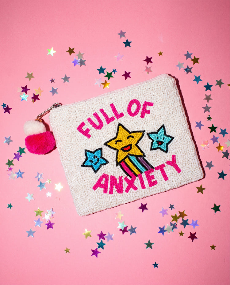 Full of Anxiety Beaded Coin Pouch