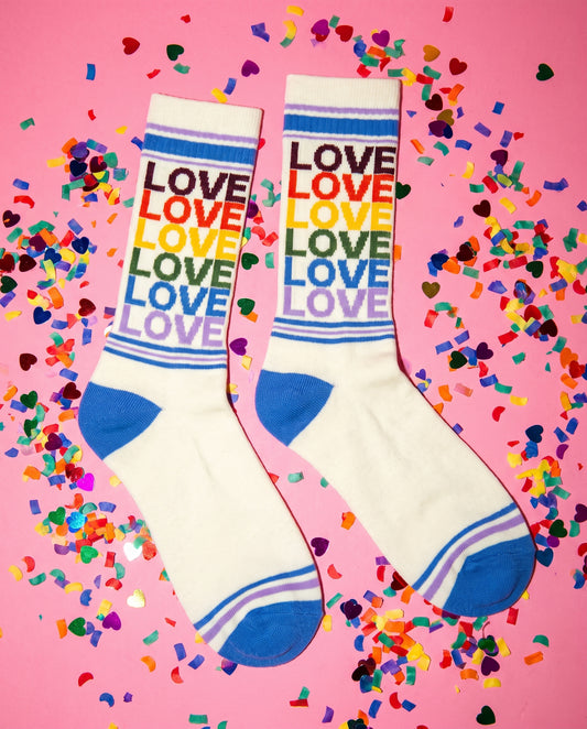 Love Love Love Vintage Rainbow Gym Crew Socks