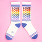 Love Love Love Vintage Rainbow Gym Crew Socks