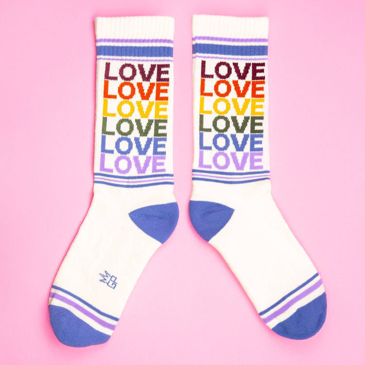 Love Love Love Vintage Rainbow Gym Crew Socks