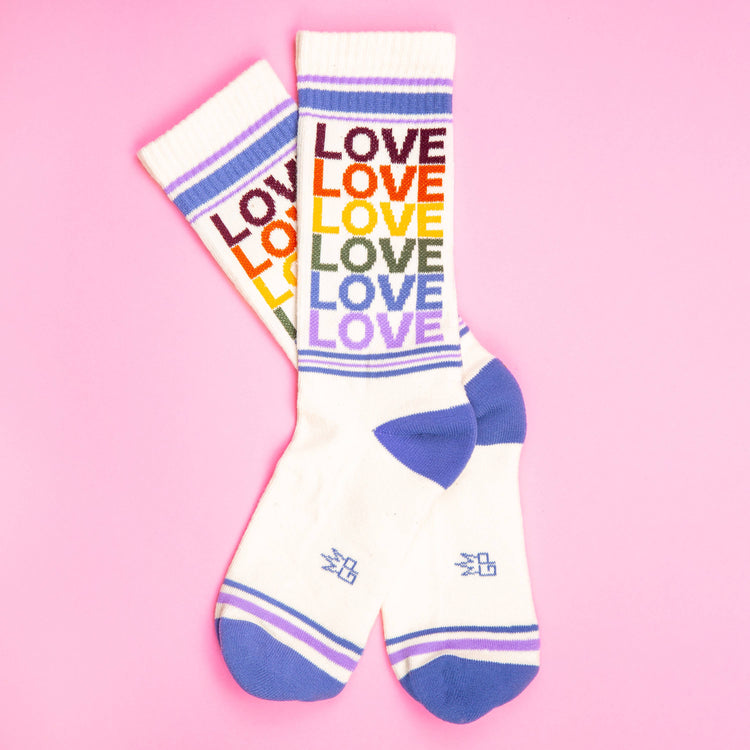 Love Love Love Vintage Rainbow Gym Crew Socks