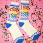 Love Love Love Vintage Rainbow Gym Crew Socks