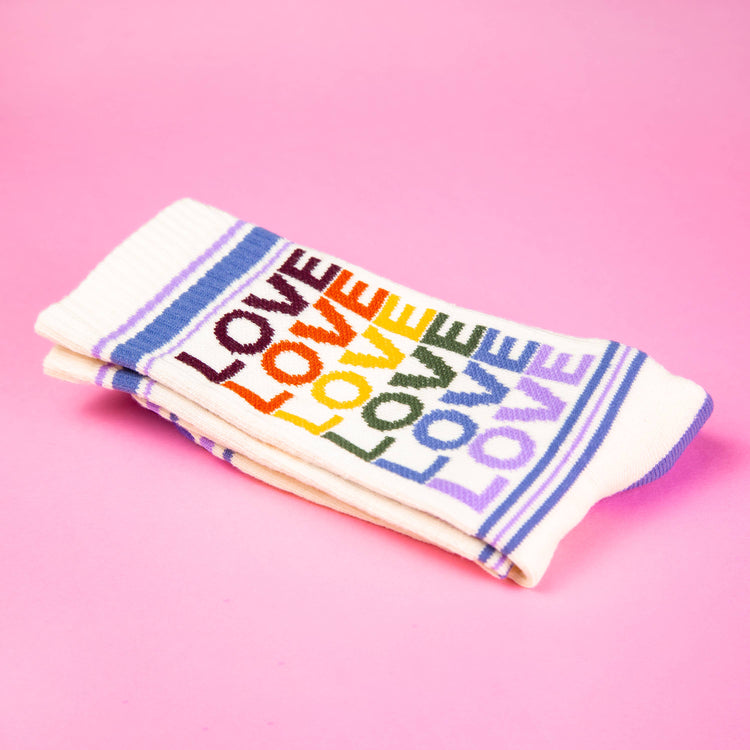 Love Love Love Vintage Rainbow Gym Crew Socks